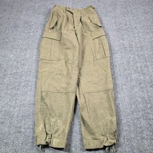 Vintage German Army Wool Cargo Pants Mens 26 Green Field Trousers Military